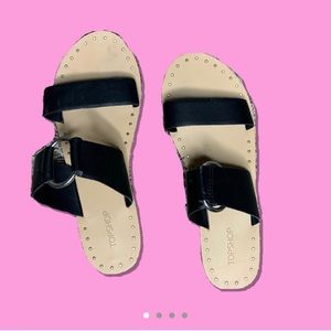 TOPSHOP BLACK SANDLES,with silver buds detailing!